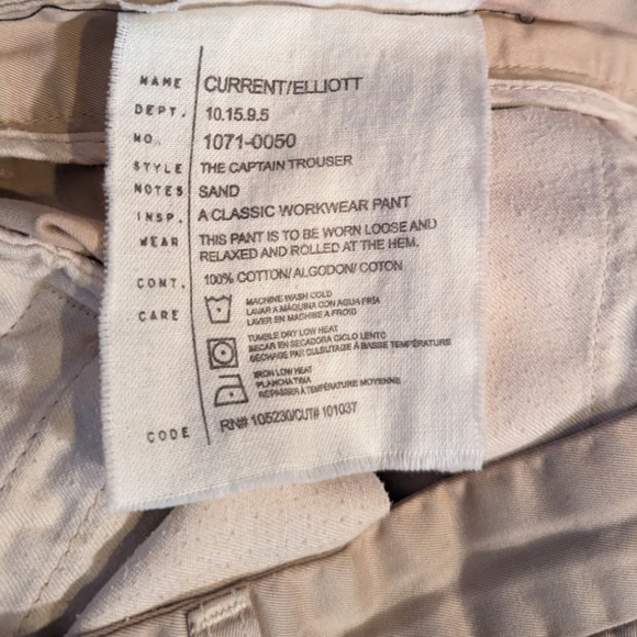 Current/ Elliot The Captain Ankle Length Trousers in Neutral sand tan W34 L28 - Picture 8 of 10